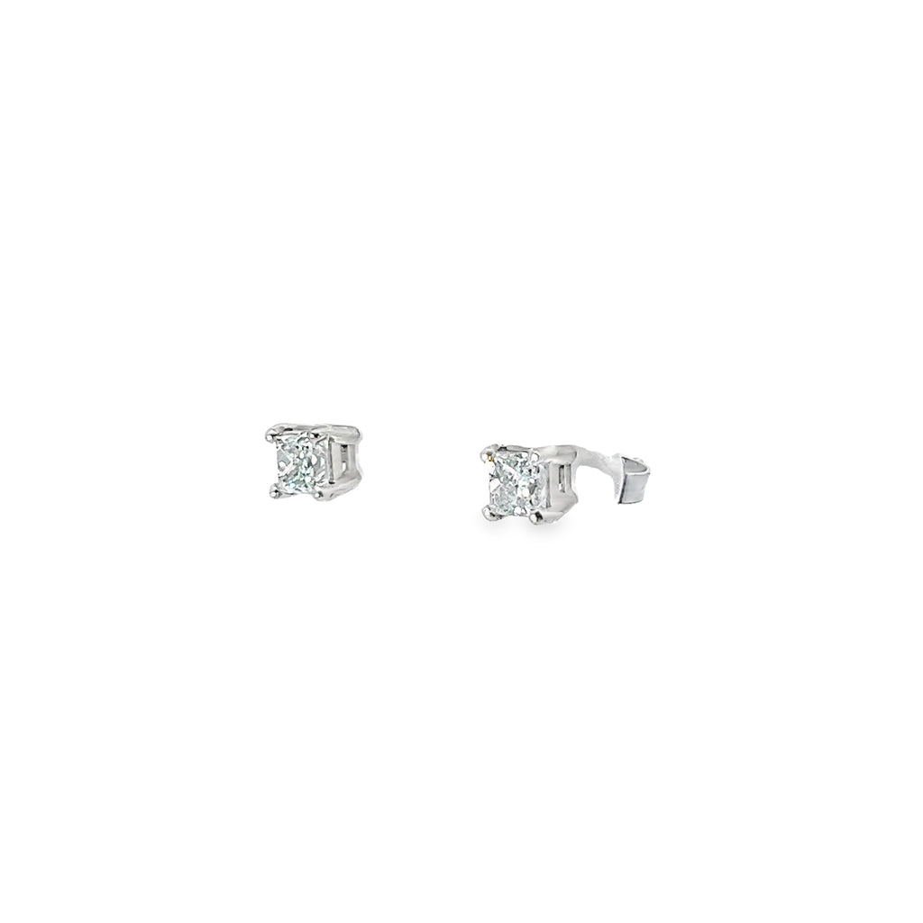14k White Gold .75CT G VS2 Princess Cut Diamond Stud earrings