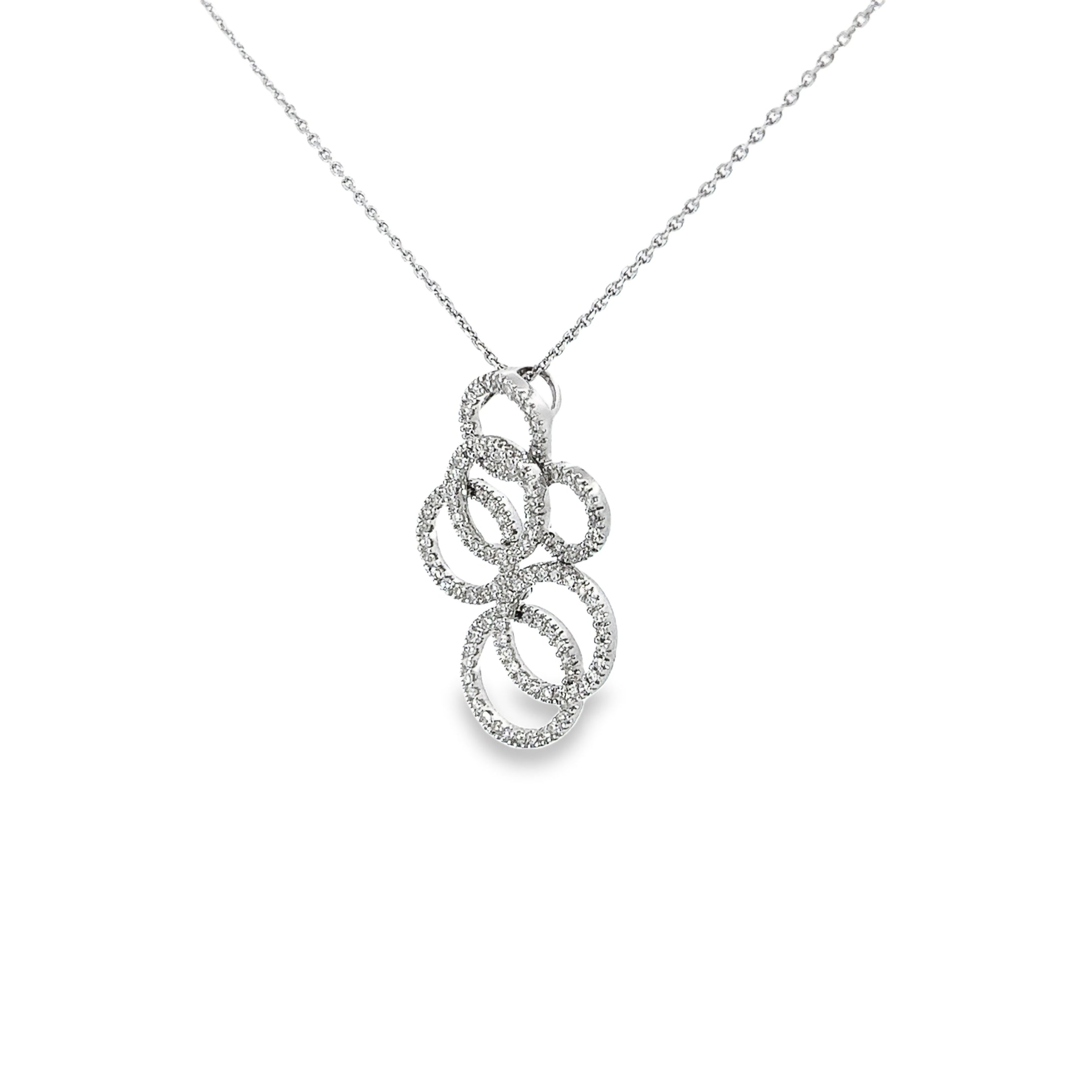 14k White Gold .58ct H SI1 Round Diamond Bubble Necklace