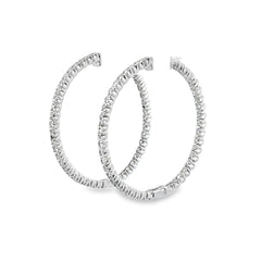 14k White Gold 1.30ct G VS2 Round Diamond Hoop Earrings