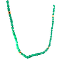 18k Yellow Gold 100ct Row Emerald Polished 20"inch 5mm Unisex Necklace