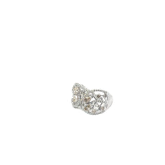 14k White Gold 1.58ct Pear Shape Champagne Diamond and surround by .50ct H SI1 Round Diamond Ring