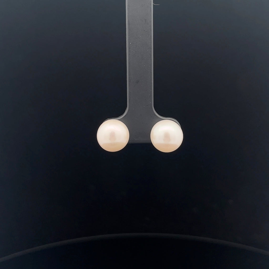 14k White Gold Fresh Water Cultured Pearl Stud Earrings 10mm