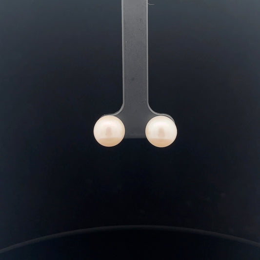 14k White Gold Fresh Water Cultured Pearl Stud Earrings 10mm