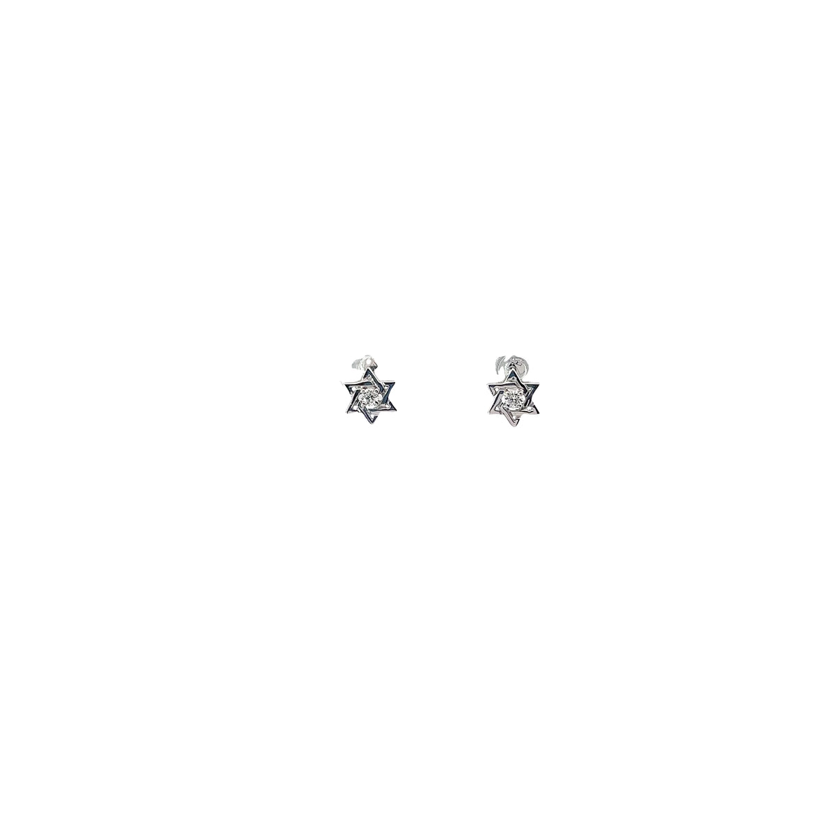 Baby 14k white gold Diamond Star of David earrings