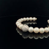 18k white gold .90ct F VS2 Round Diamond and Fresh Water White Pearl Bracelet 8.5mm