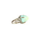 14k White Gold 38.19ct Cabochon Turquoise Sleeping Beauty Ring Size 6.5