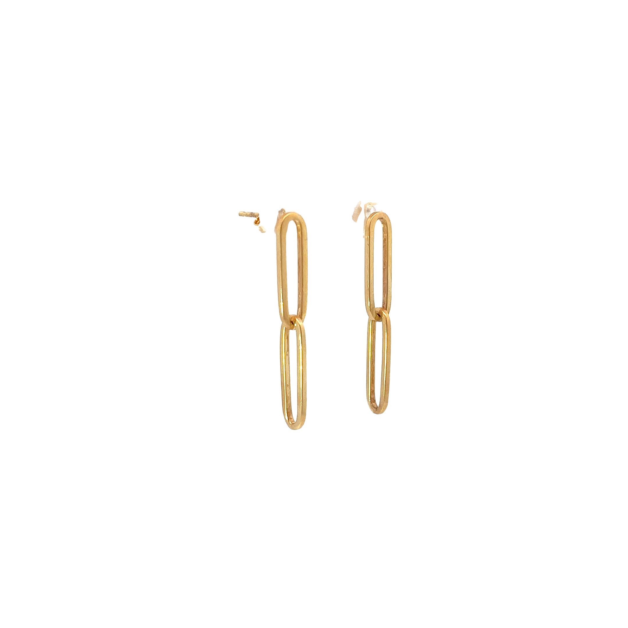 14k Yellow Gold Paperclip Dangle Earrings