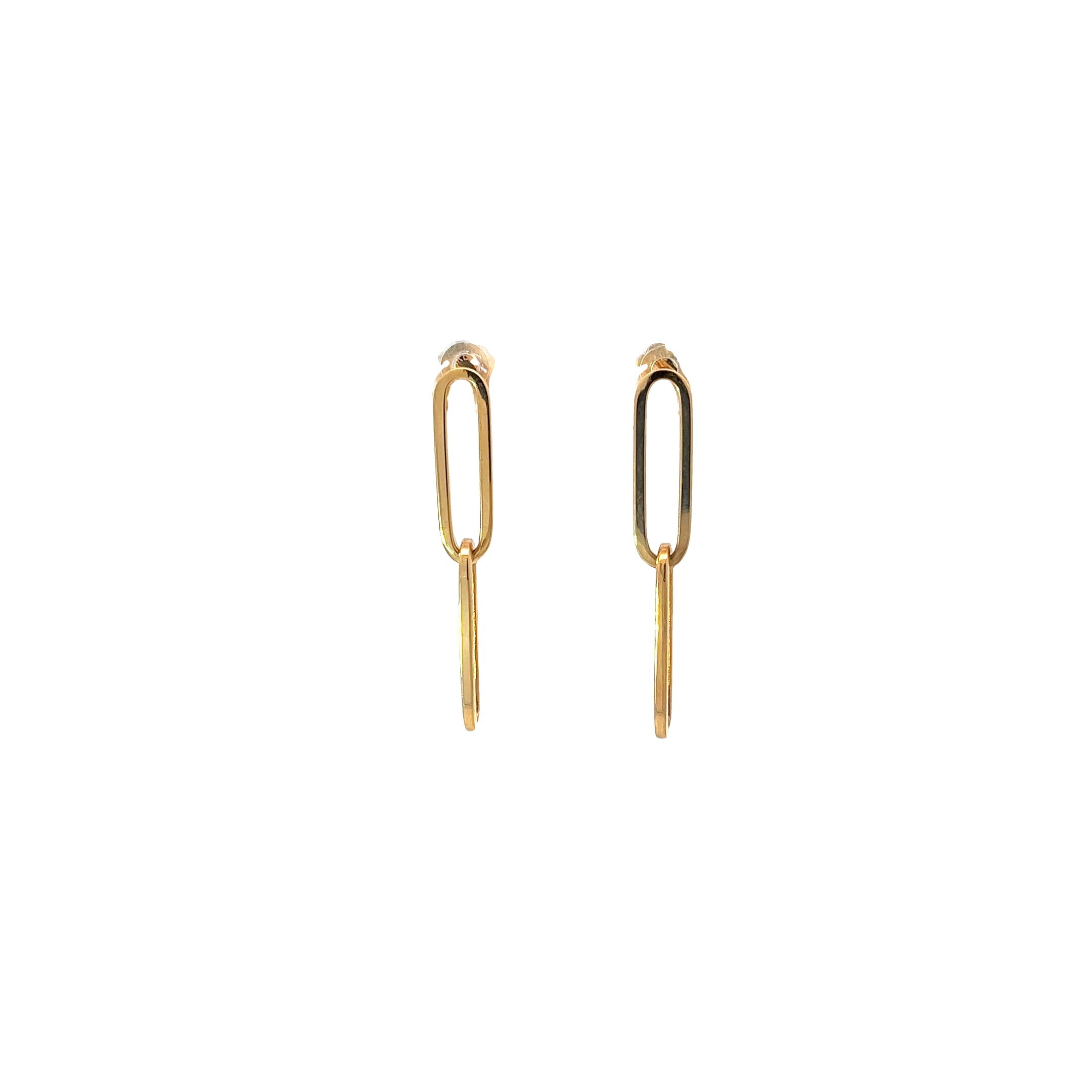 14k Yellow Gold Paperclip Dangle Earrings