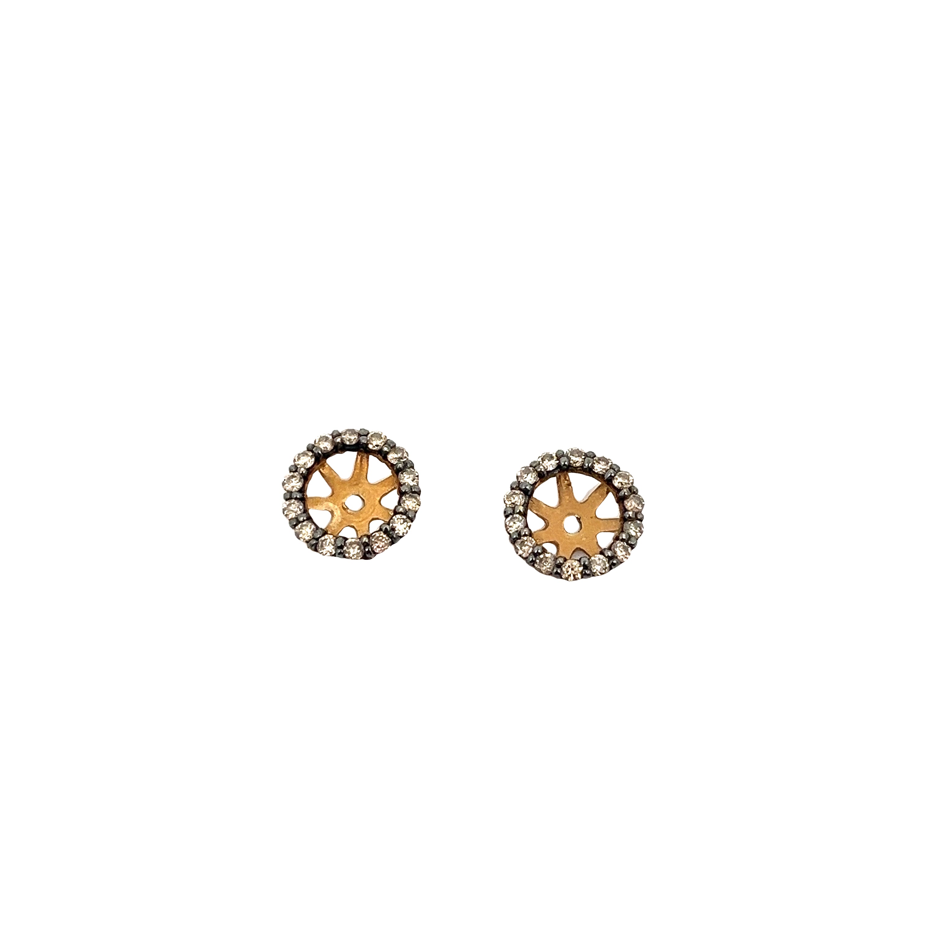 18k Yellow Gold .50ct Round Champagne Diamond Jacket Earrings
