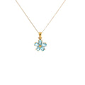 18k Yellow Gold Pear Shape Criso Blue Topaz Flower Necklace