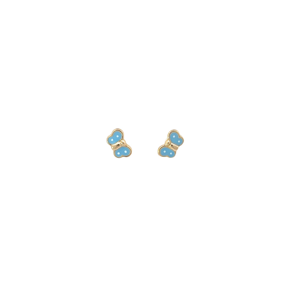 Baby 14k yellow gold pink Enamel Butterfly earrings