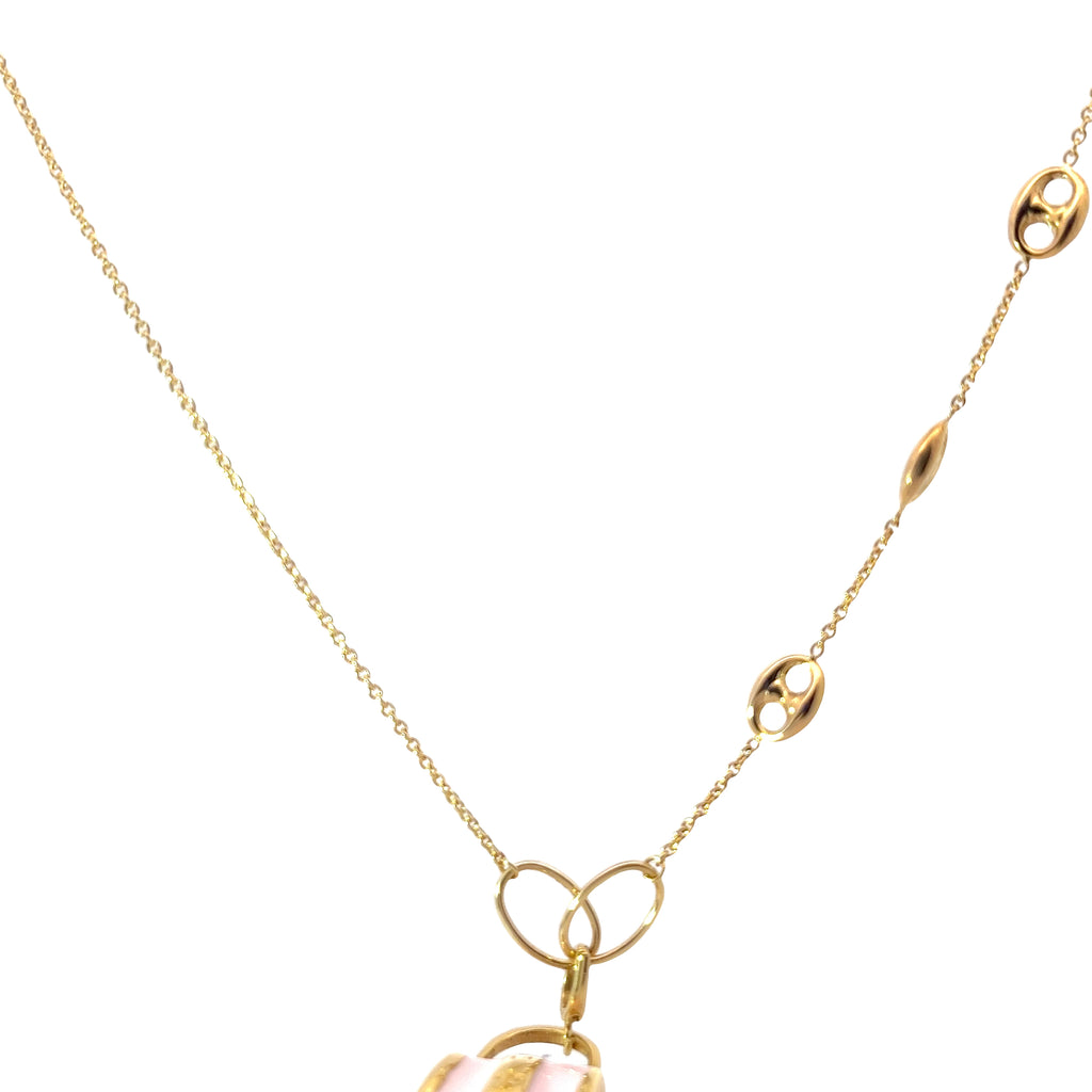 14k Yellow Gold Puffed Link Necklace 4.4 gram