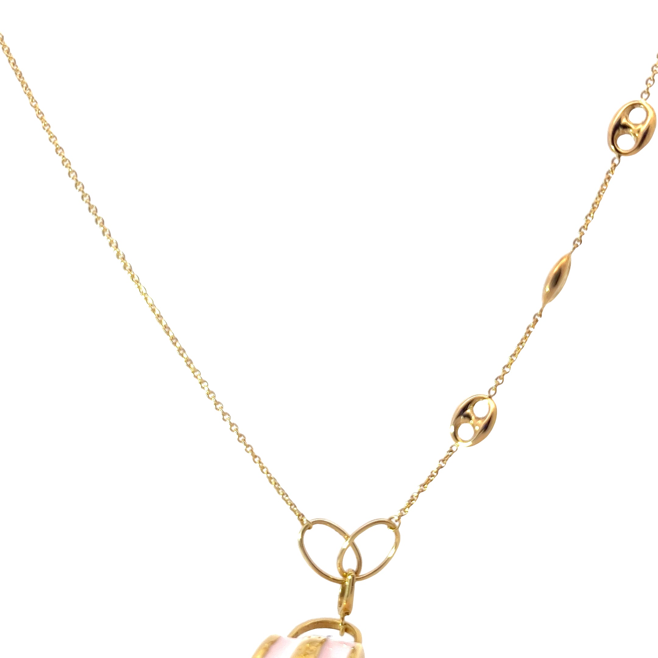 14k Yellow Gold Puffed Link Necklace 4.4 gram