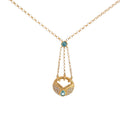 18k Yellow Gold 1.00ct Round and Pear Shape Aquamarine and .50ct G VS2  Round Diamond Necklace