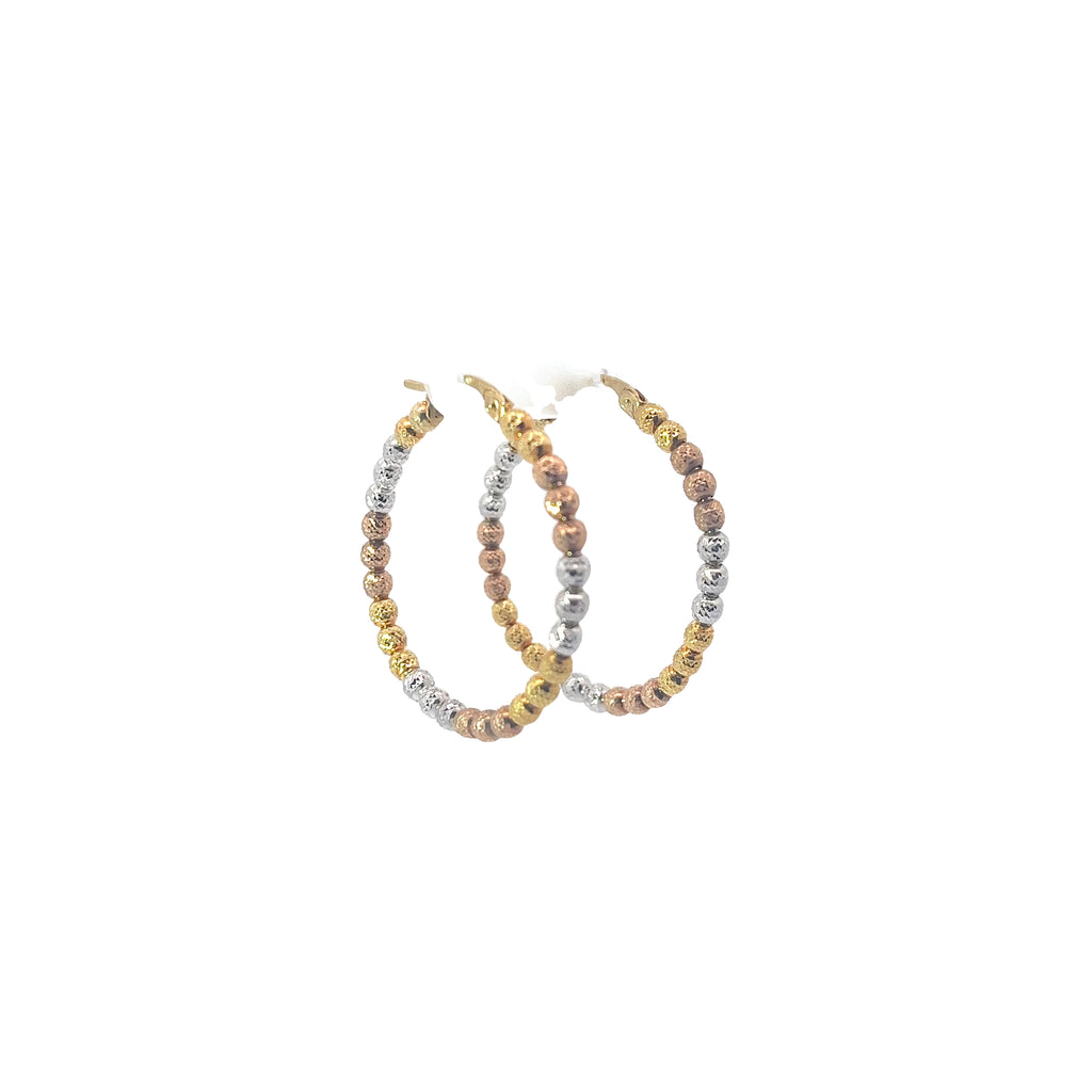 10k Tricolored Diamond Cut Hoop Earrings 4.8 grams