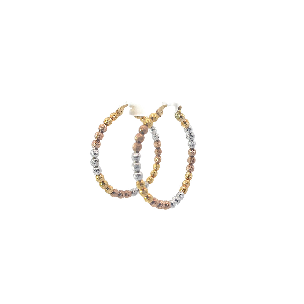10k Tricolored Diamond Cut Hoop Earrings 4.8 grams