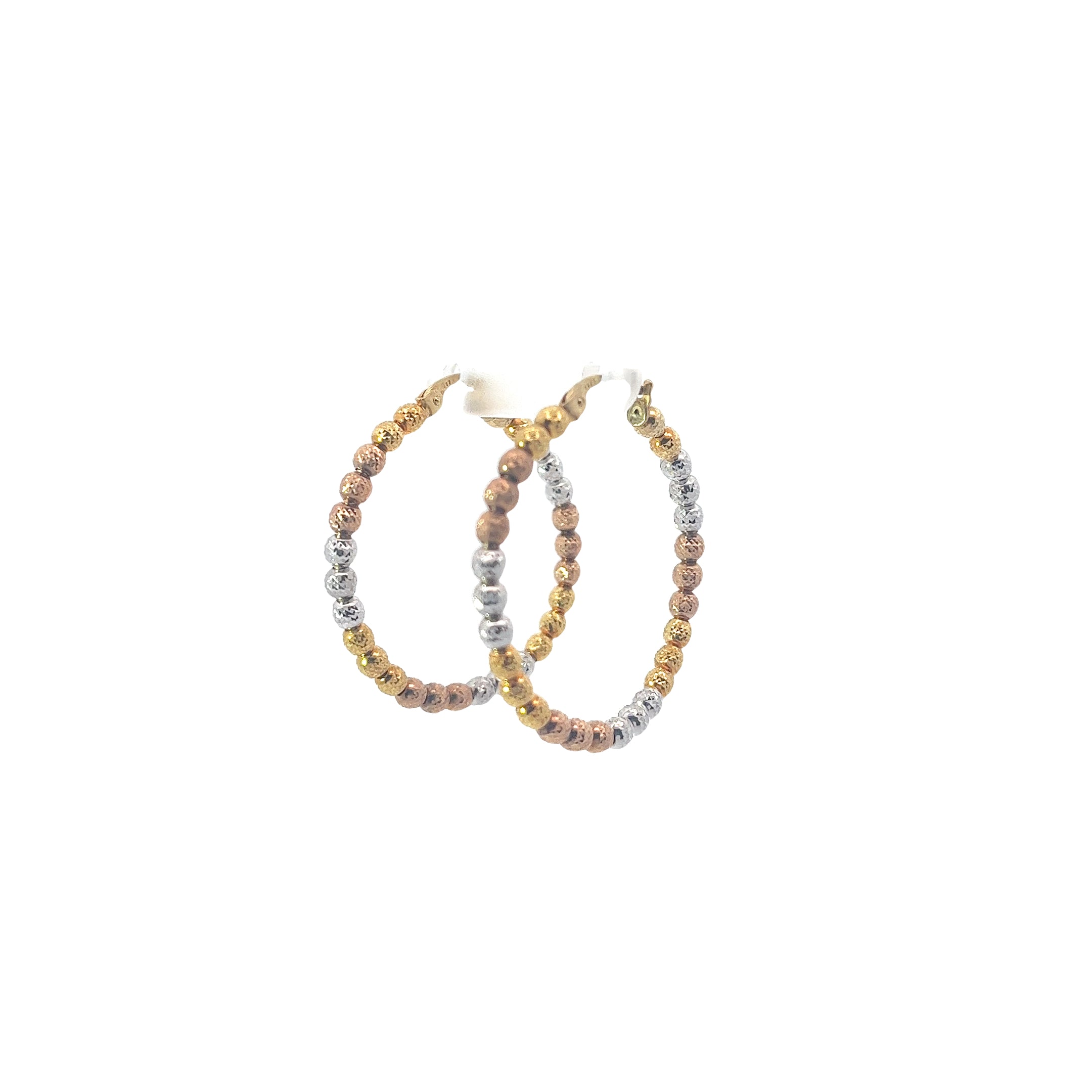 10k Tricolored Diamond Cut Hoop Earrings 4.8 grams