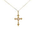14k Yellow Gold .05ct G SI1 Round Diamond Paisley Cross Pendant  2.8 gram