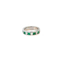 14k White Gold 1.15ct Round Green Emerald and 1.00ct G VS2 Round Diamond Eternity Ring