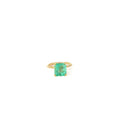 18k Yellow Gold 2.50ct Princess Cut Colombian Emerald and .11ct G SI1 Round Diamond Ring