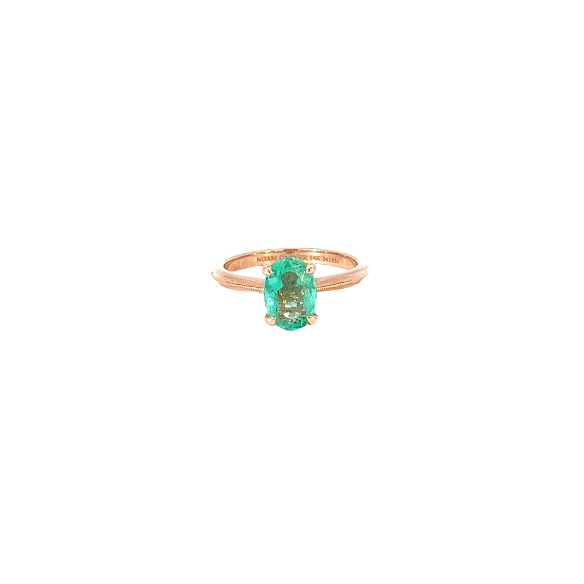 14k Rose Gold 1.75ct Oval  AA Emerald Solitaire Ring