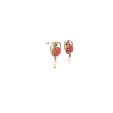 Ladies 14k yellow gold Vintage Coral and Pearl earrings