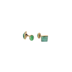 Mens 14k Yellow gold Vintage Jade Cufflinks