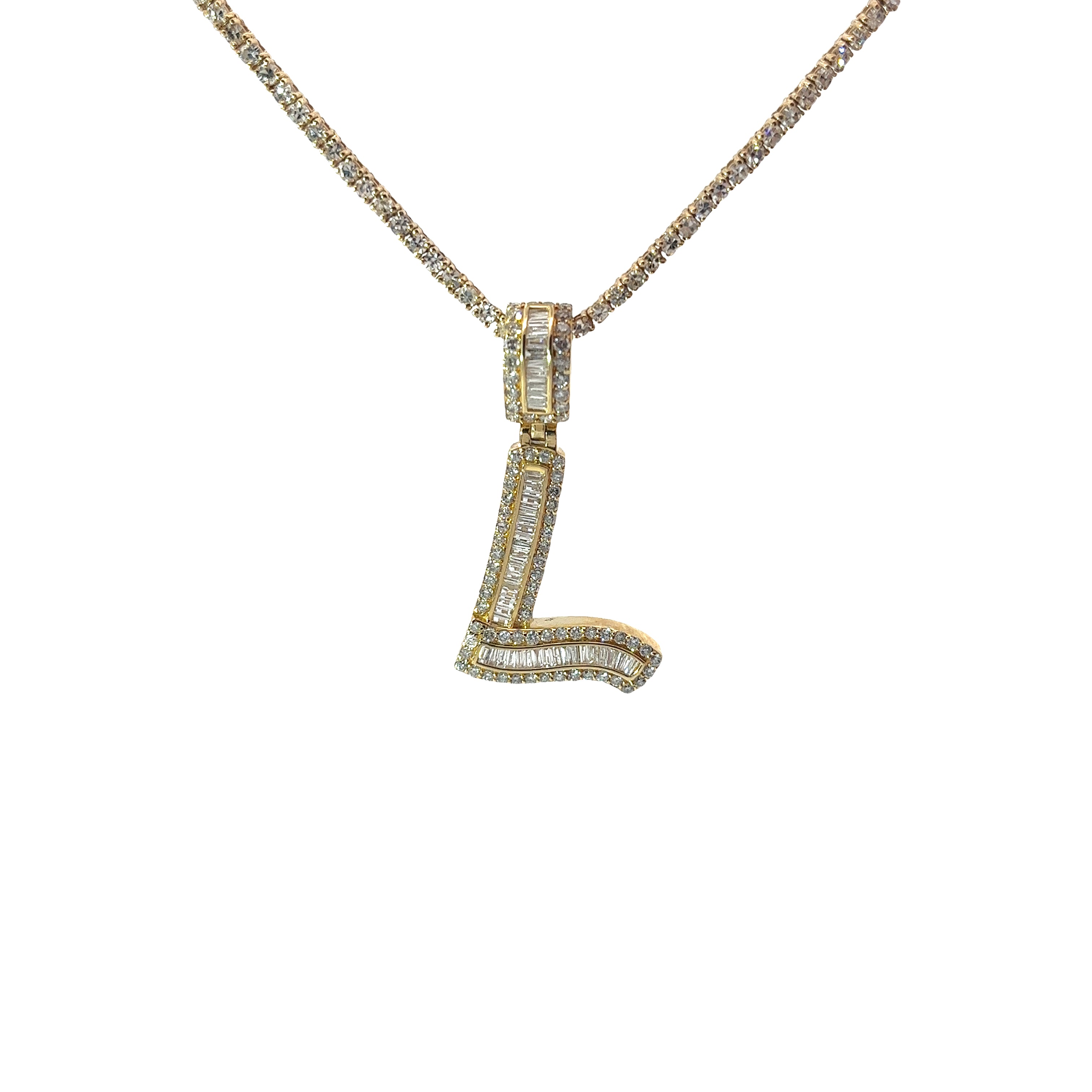 14k Yellow Gold Diamond "L" charm