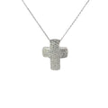 14k White Gold 1.00ct J SI1 Round Diamond Pave Cross Necklace
