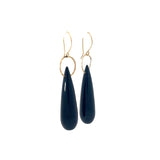 Ladies 14k Yellow Gold Onyx Drop Earrings