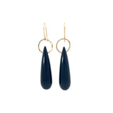 Ladies 14k Yellow Gold Onyx Drop Earrings