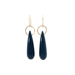 14k Yellow Gold Onyx Drop Earrings