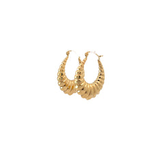 14k Yellow Gold Scalloped Hollow Hoops