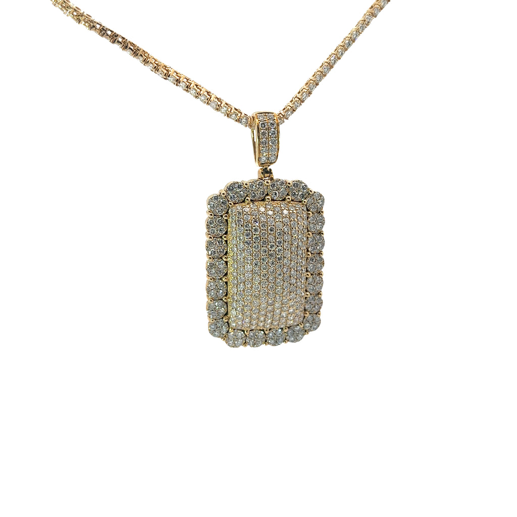 14k Yellow Gold Diamond Dog tag Necklace