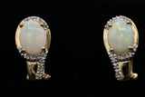 Ladies 14k Yellow Gold Diamond and Opal Earrings