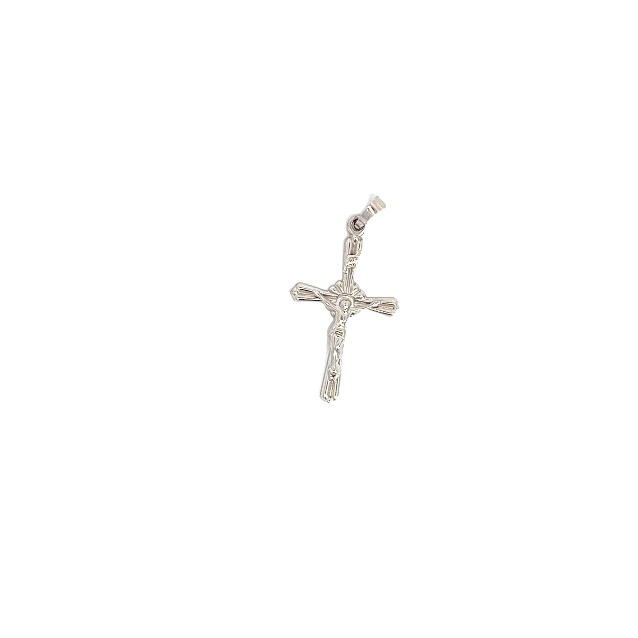 14k White Gold Polished Cross Necklace .90 gram