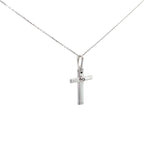 18k white gold diamond cross necklace