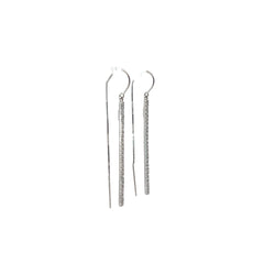 14k White Gold .35ct H SI1 Round Diamond Dangle Bar Earrings