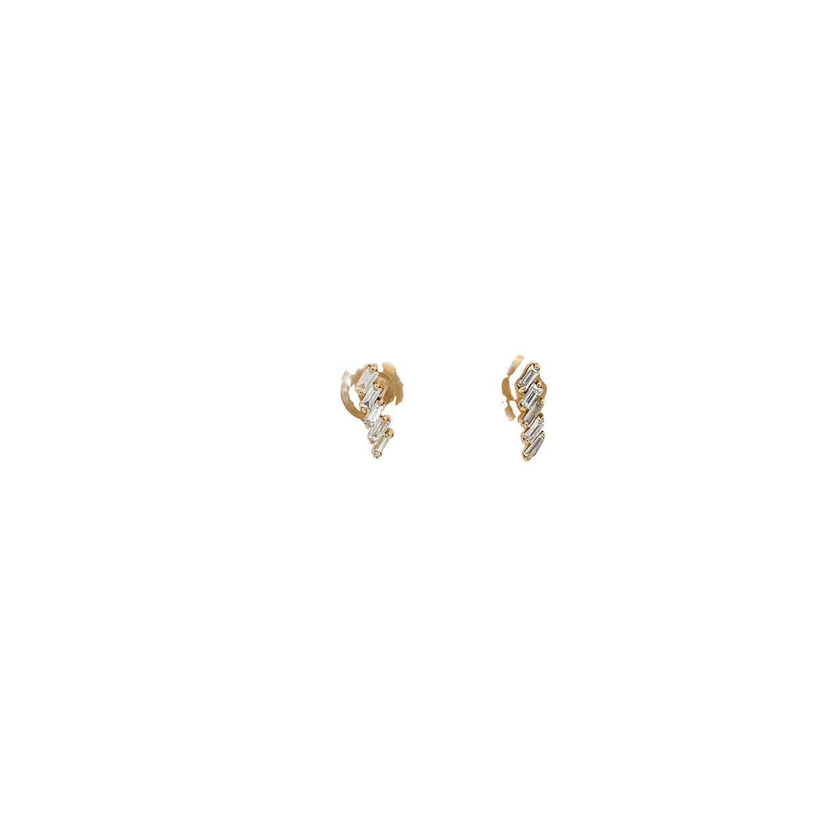 14k Yellow and White Gold .35ct F VS2 Baguette diamond earrings