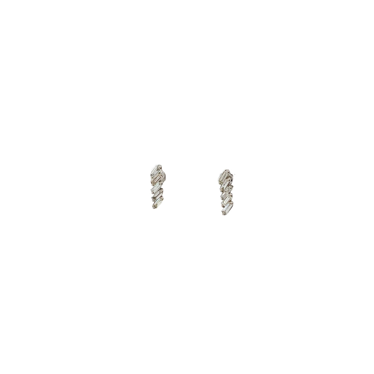 14k yellow and white gold Baguette shaped diamond earrings