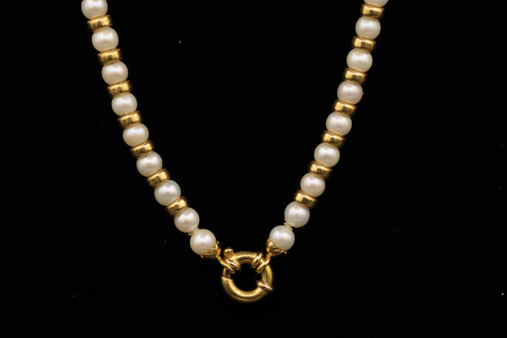 Ladies 18k yellow gold Pearl and Bead Choker necklace
