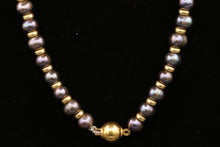 Load image into Gallery viewer, Ladies 18k yellow gold Tahitian Pearl and Gold Beaded Choker necklace
