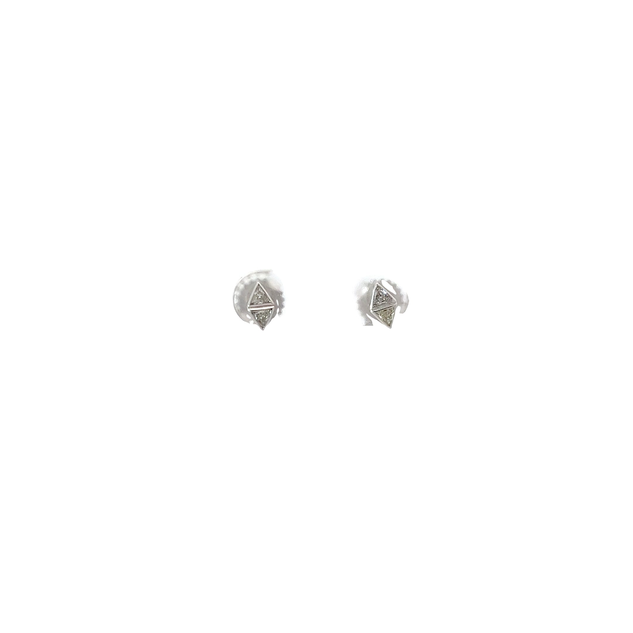14k yellow and white gold .41ct H VS2 Trillion shaped diamond stud earrings
