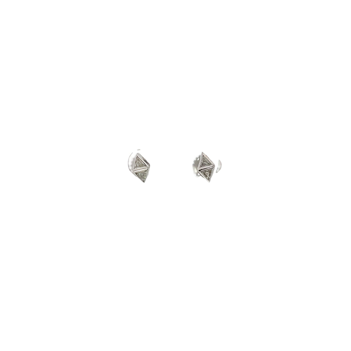 14k yellow and white gold Trillion shaped Diamond Stud earrings