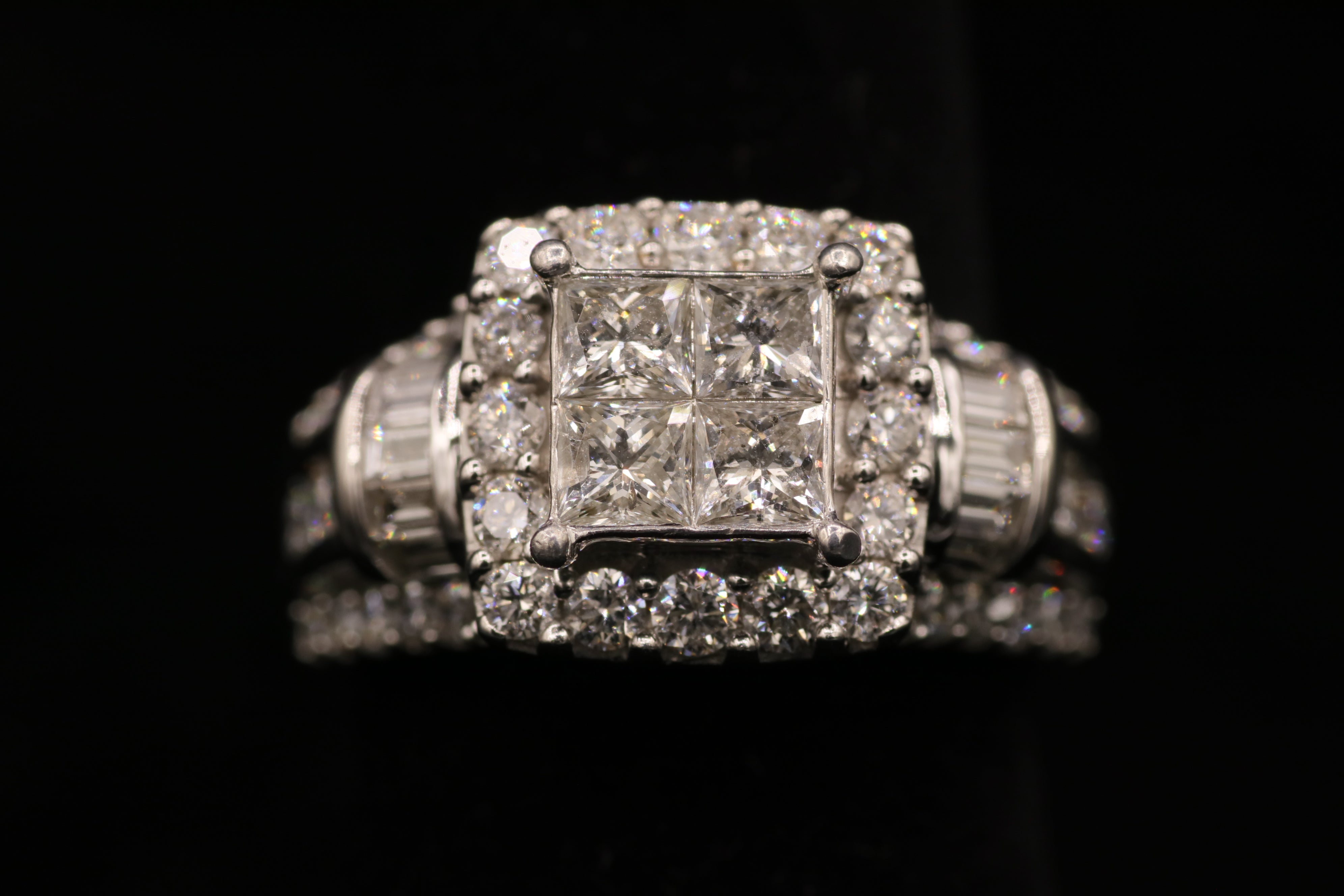 Ladies 14k white gold Invisible set Diamond Ring