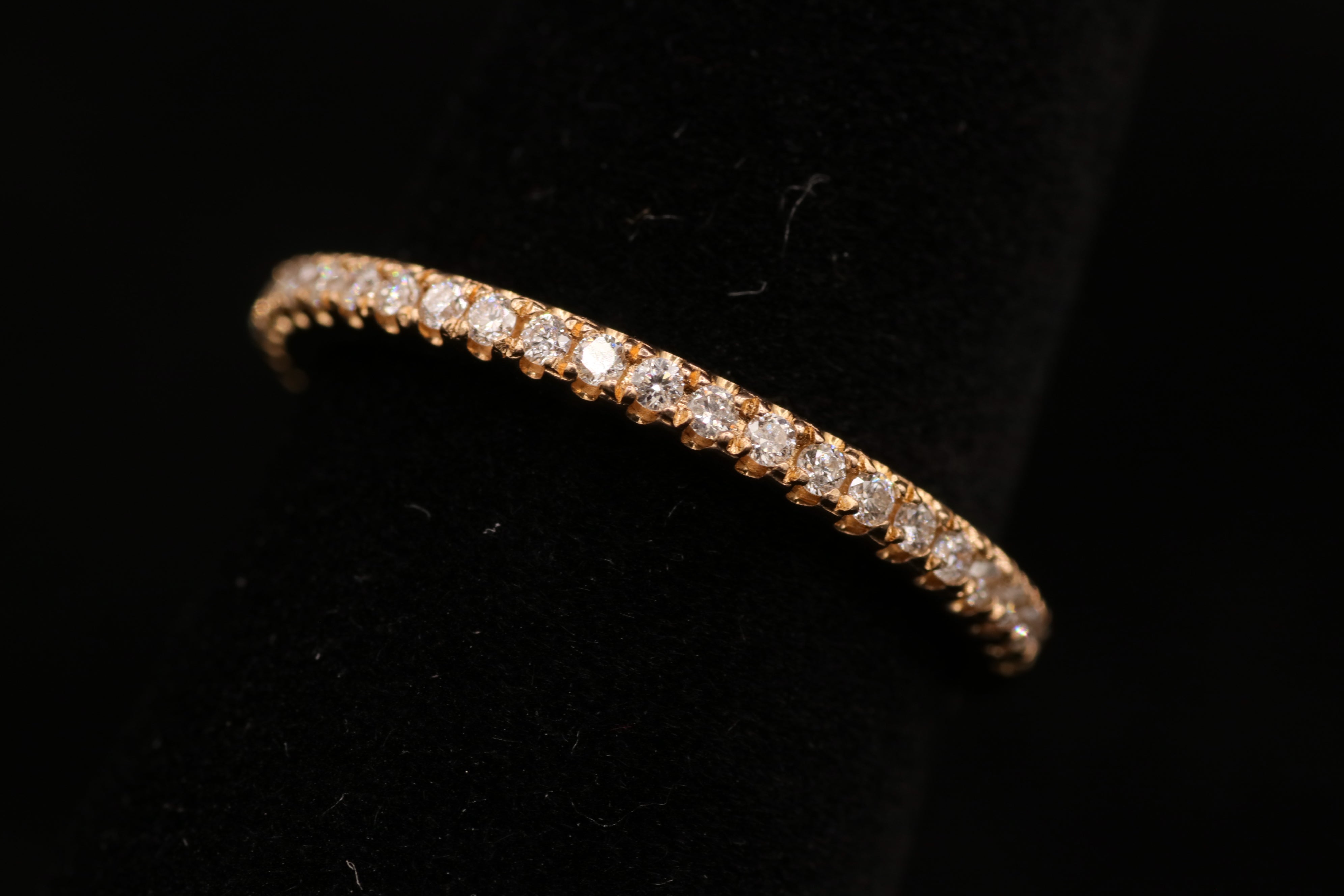 Ladies 14k rose gold diamond stackable wedding ring