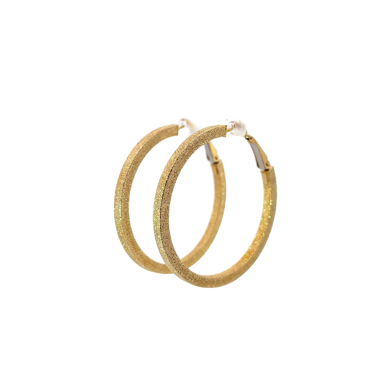 14k Yellow Gold Sand Blasted Hoop Earrings 4.6 grams