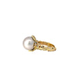 18k Yellow Gold 2.00ct G VS2 Round Multi Color Diamond / Coral Reef Pearl Inspired 13.5mm Ring Certified BY GIA #1186592896