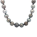 14k White Gold Graduating Tahitian Pearl Strand Necklace 22mm
