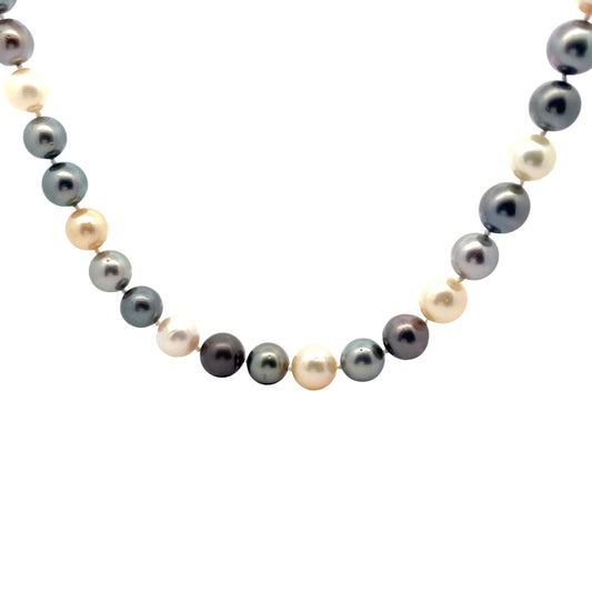 14k White Gold Tahitian Pearl Necklace 11mm 16"